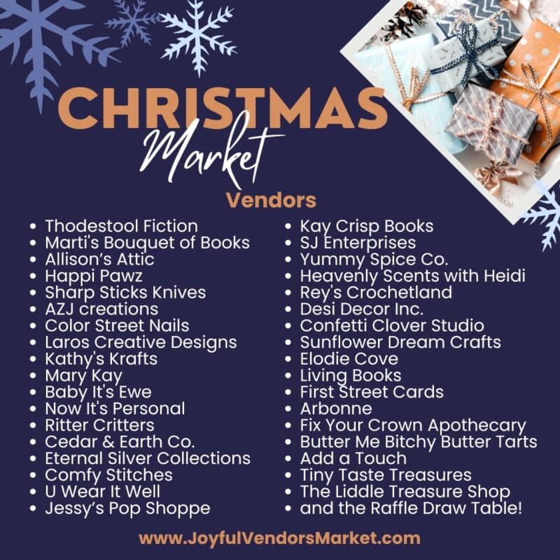 Vendor List - 2024 Christmas Market - Joyful Vendors Market